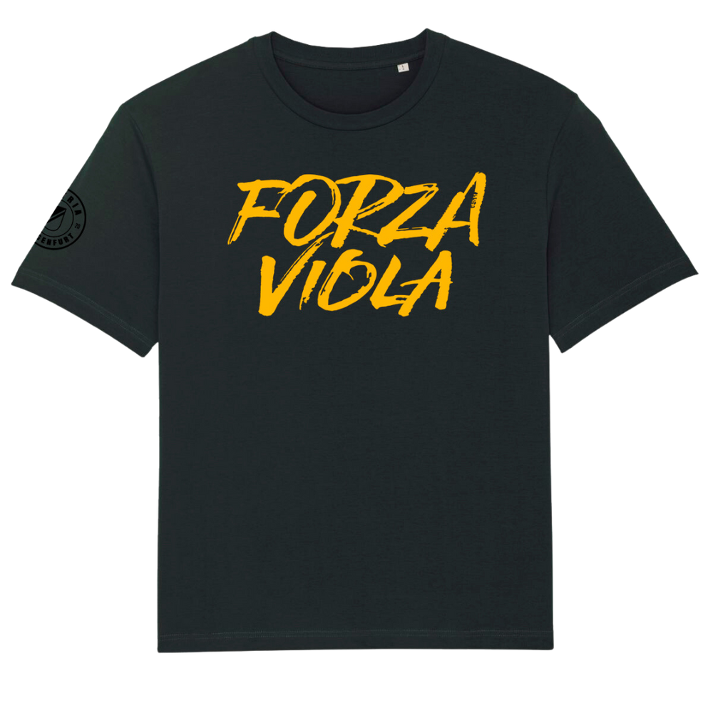 T-Shirt "Forza Viola Gelb"